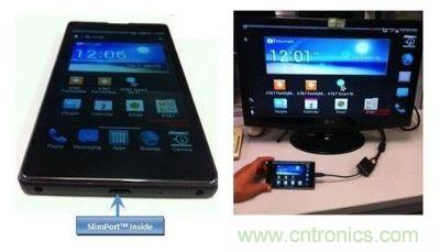 SlimPort支持新一代智能機(jī)和平板電腦連接至任何高清顯示設(shè)備，并兼容MyDP標(biāo)準(zhǔn)