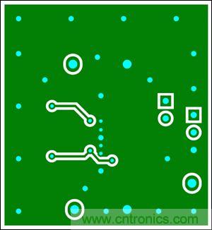 圖8：兩層板布線(底層)，器件為TDFN封裝