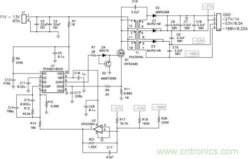圖 1 這種獨(dú)特的拓?fù)浣Y(jié)構(gòu)可提供非常好的交叉調(diào)節(jié)，奧妙何在？