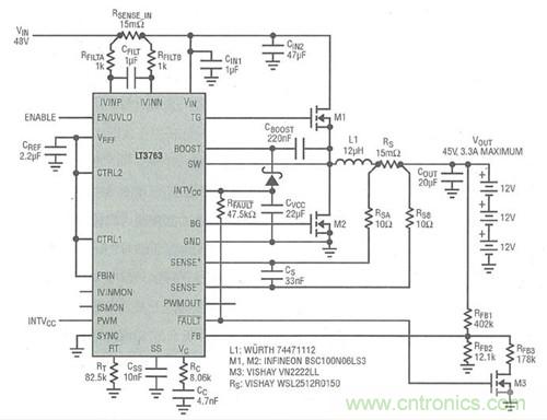 圖4：3. 3A電流、6節(jié)電池(36V)SLA電池充電器