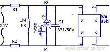 案例1：輸入端24V波動，R1和R2常被燒壞。