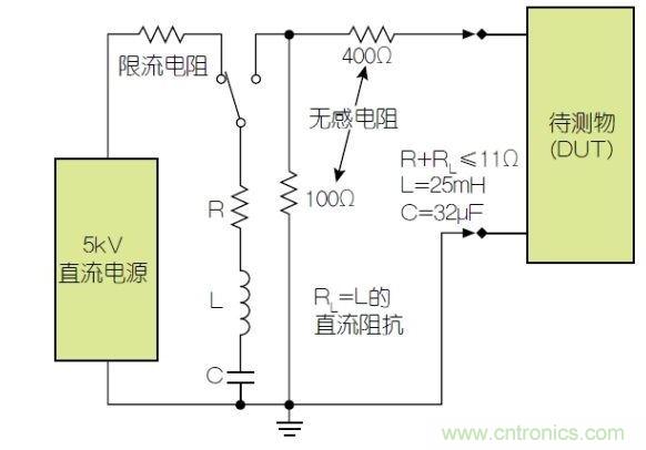 除顫器測試配置(注意較大電容)。