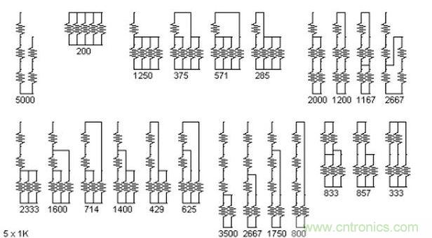 5個(gè)電阻我想出了23種組合。還有其它組合嗎？