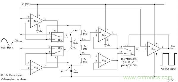 圖1：自適應(yīng)施密特觸發(fā)器。