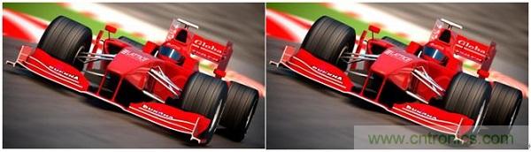 右側(cè)圖片按照DSC規(guī)范進(jìn)行了2.5x壓縮，左側(cè)圖片未經(jīng)壓縮。瀏覽者很難看出兩者的差別。