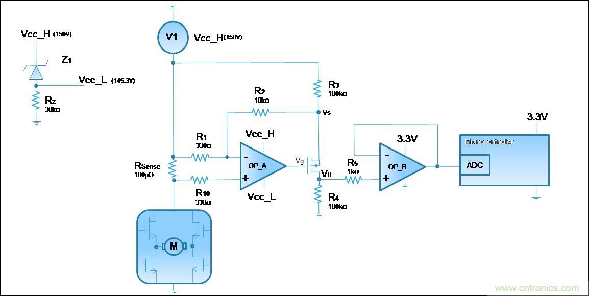 低壓運(yùn)放如何檢測(cè)高壓上橋臂電流？
