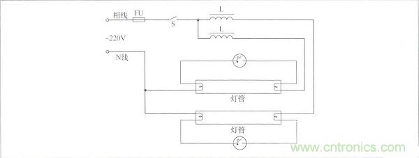 雙熒光燈的戶(hù)外廣告雙燈管接線電路