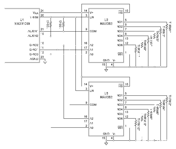 測(cè)量電池管理系統(tǒng)中的多個(gè)溫度，并節(jié)省電力